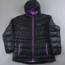 Columbia Jacket Girls XL Black Turbo Down Omni Heat Hooded Puffer Reflective