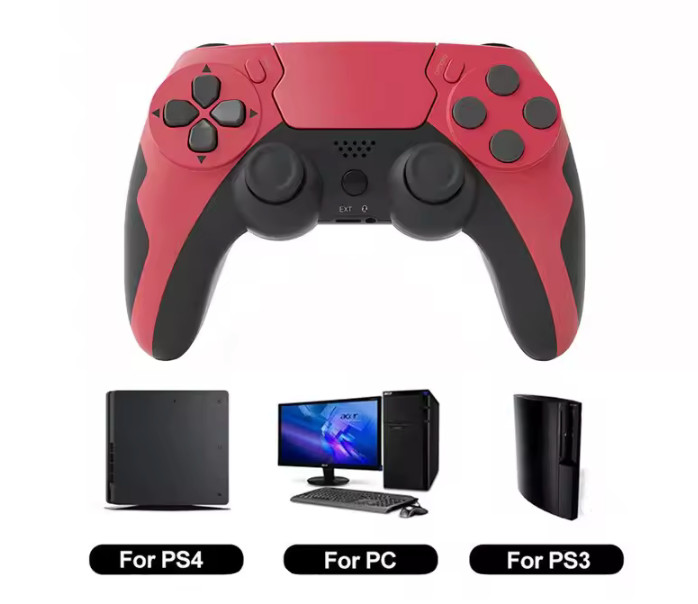Manette de jeu pour PS4, PS3 et PC - Manette sans fil Bluetooth couleur Bordeaux