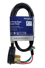 Whirlpool PT400L Dryer Power Cord 4 Ft 4  Prong 30A OEM Black
