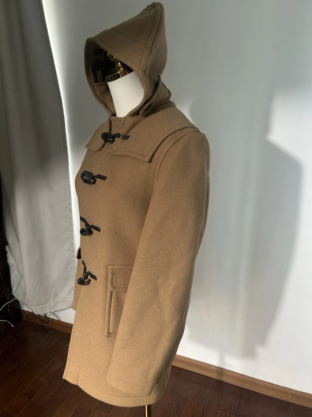 Gloverall Original Collection Camel Duffle Coat Wool Toggle Made England - product detail image 4