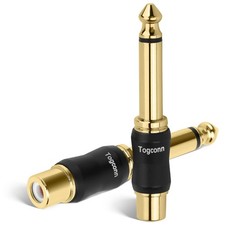 2 Pack RCA Female to 1/4 6.35mm TS Mono Male Adapter Gold-Plated Audio Plug USA