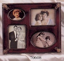 Antique Victorian Style Burgandy Wood Look Gold Ornate Picture Frame