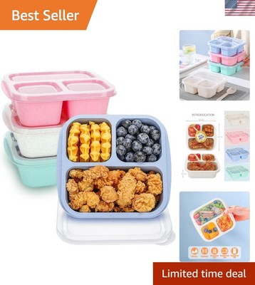 Bento Box For Kids, 4 Pack 3 Compartments Meal Prep Containers Reusable Lunch...