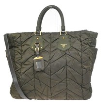 Borsa a mano Prada Tessuto 2 Vie Tracolla Nylon Pelle Marrone GHW Italia 76KD027