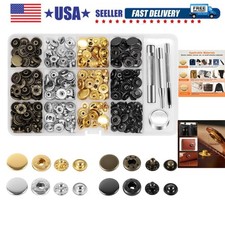 15mm Leather Snap Fasteners Kit, 72 Set Metal Button Snaps Press Studs with 4...