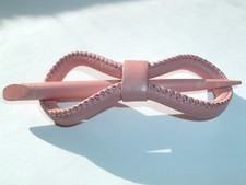 Large Lilla Rose Flexi Hair Clip Pink Leather w Wooden Stick NWT