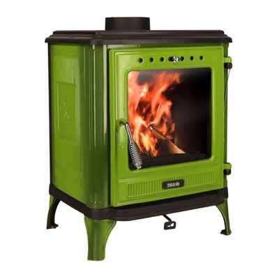 365  Kaminofen Ferrox 55 grün emailliert 7 kW Gusseisen A+