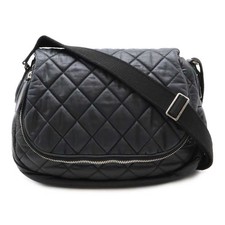 Chanel Cocoon Matelasse Nylon Leather Shoulder Bag Women Black One Size