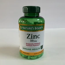 NATURES BOUNTY ZINC 50mg 400 ct Tablets Supports Immune SYSTEM FUNCTION 10/28