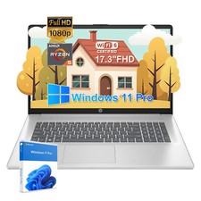 HP 17.3" FHD Laptop Computer AMD Ryzen 5 7430U UP TO 64GB RAM,2TB SSD Win11 Pro