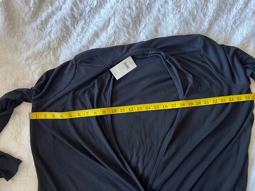 NWT J. Jill Pure L Wrap Long Sleeve Cardigan Black Open Front Solid Knit Drape - Picture 10 of 12