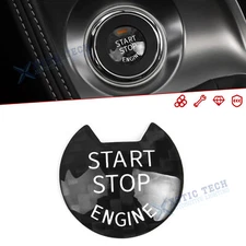 For Infiniti Q50 Q60 Black Carbon Fiber Look Inner Engine Push Button Cover Trim