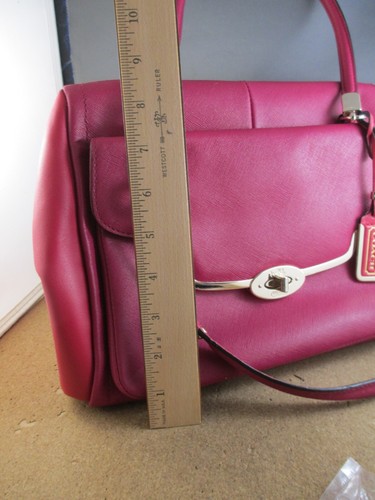 Coach Fuchsia Pink/Red Leather Tote Dual Shoulder Strap Handbag Purse Hand Bag - Picture 15 of 18