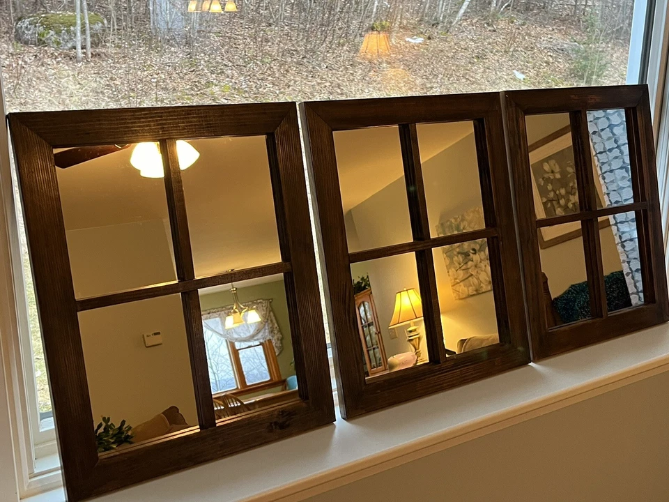 Espejos para ventana (3) 13,5” por 16,5” marrón oscuro excelente estado Foto 2 de 2