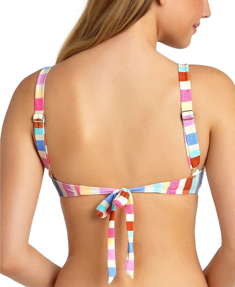 California Waves 259792 女式 Bralette 条纹泳装泳装 M 码 — 第 2/3 张图片