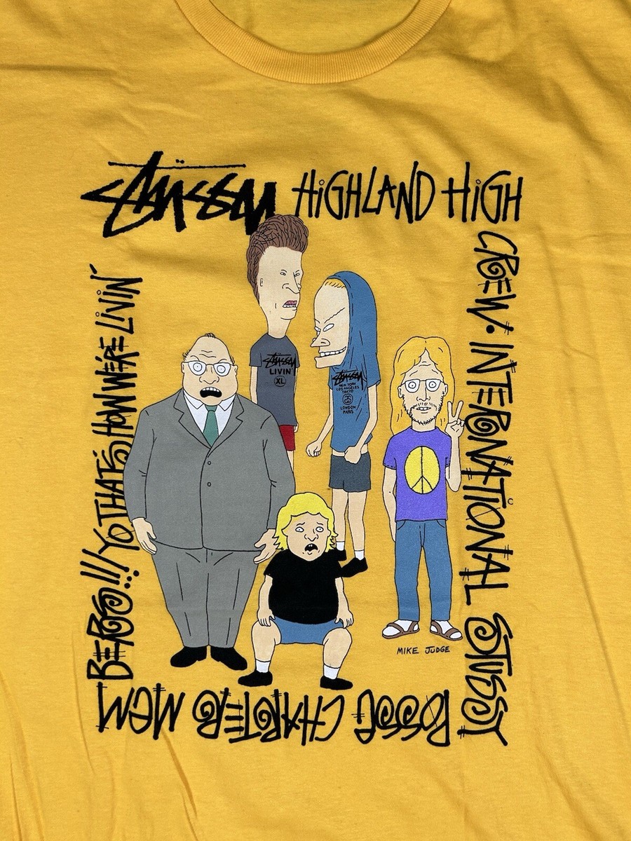 Stussy Beavis And Butthead Tee Yellow Mens Size XL New Stussy Beavis And Butthead Tee Yellow Mens Size XL New