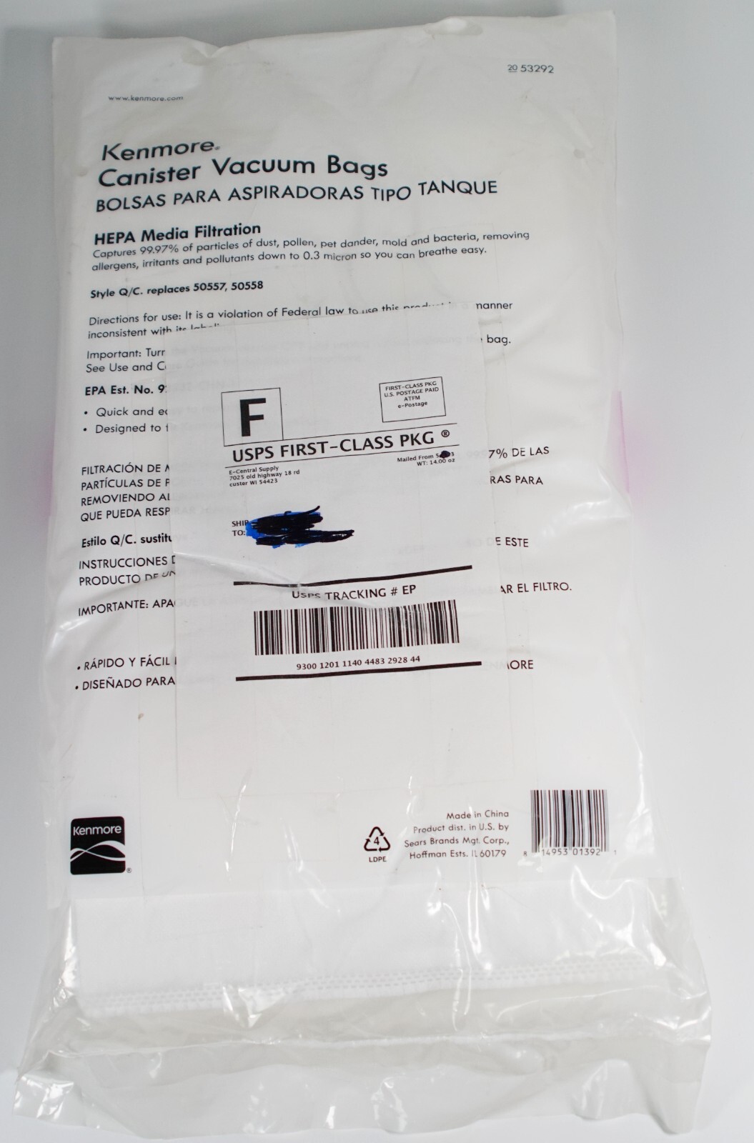 6 Kenmore Sears Type Q/C HEPA Vacuum Bags Style 5055 2050558 50557