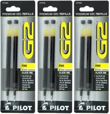 Pilot G2 Gel Ink Pen Refills Fine Point Black 3 Packs - 6 total 77240 NIP