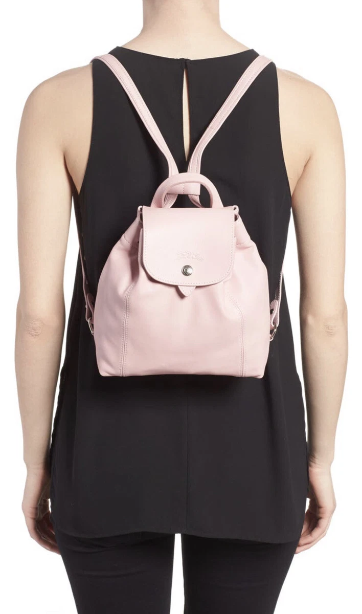 Longchamp Women s Leather Mini Le Pliage Cuir Backpack Pink eBay