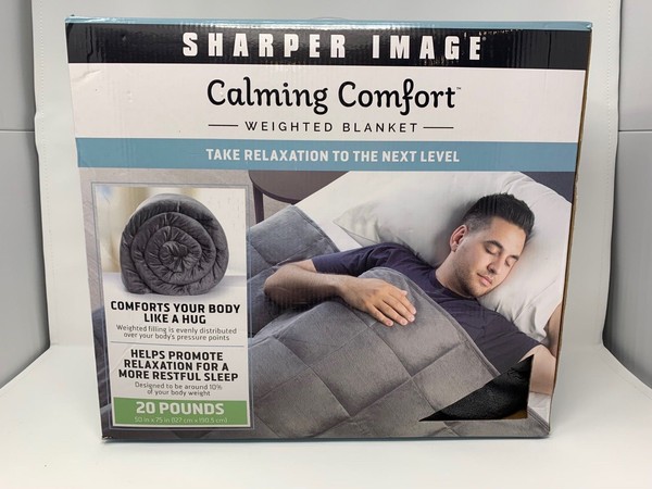 Sharper Image Calming Comfort Weighted Blanket - 20 Pounds Grey for