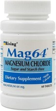 Rising Mag64 Magnesium Chloride with Calcium Tablets 60 Count Dietary Supplement