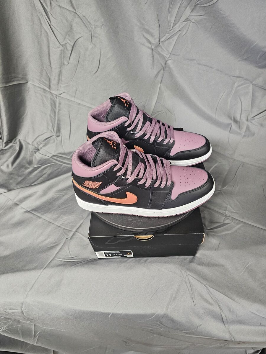 Nike Air Jordan 1 Mid Black/Sky Mauve/White/Sky J Orange Nike Air Jordan 1 Mid Black/Sky Mauve/White/Sky J Orange
