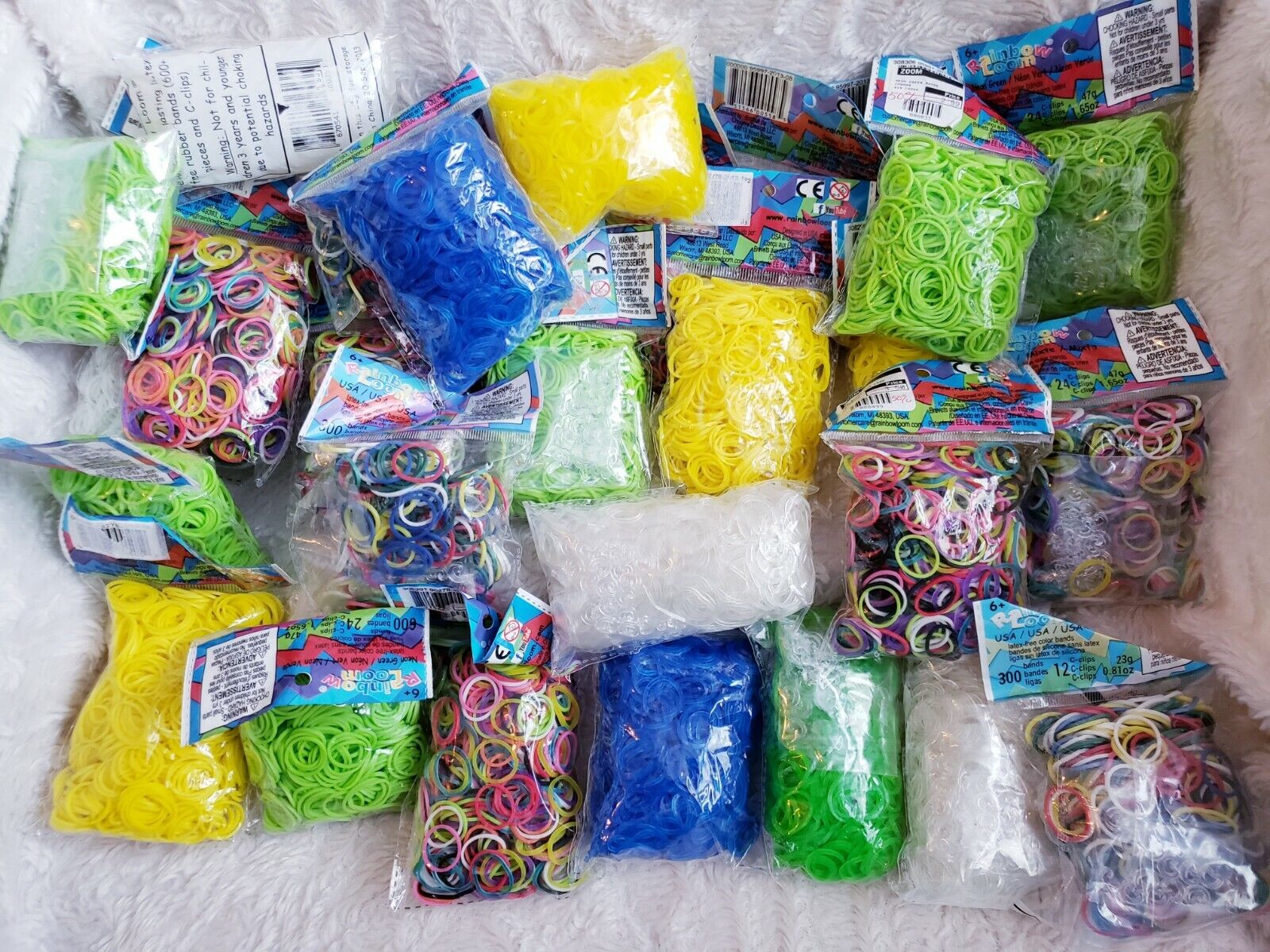 Huge 35 Lot RAINBOW LOOM small latex-free rubber bands 19,200 total assorted bag
