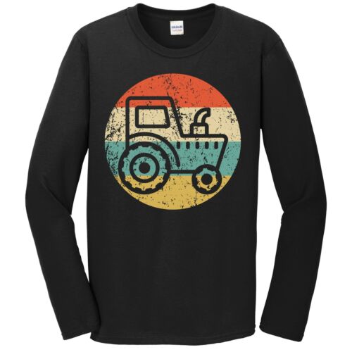 Farmer Shirt - Retro Farm Tractor Icon Long Sleeve T-Shirt - Farmer Gift - Picture 1 of 4