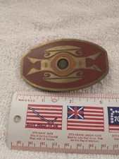 VTG BTS ABSTRACT SOUTHWEST TRIBAL BRASS HIPPIE BELT BUCKLE RARE 1978