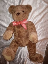 1998 FAO SCHWARZ FIFTH AVENUE FUZZY BROWN TEDDY BEAR 22" RED RIBBON