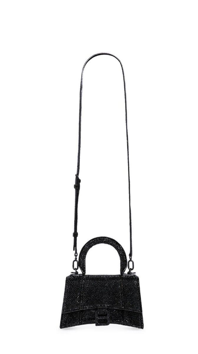 Balenciaga Hourglass XS Handbag With Rhinestones in Jet Balenciaga Hourglass XS Handbag With Rhinestones in Jet