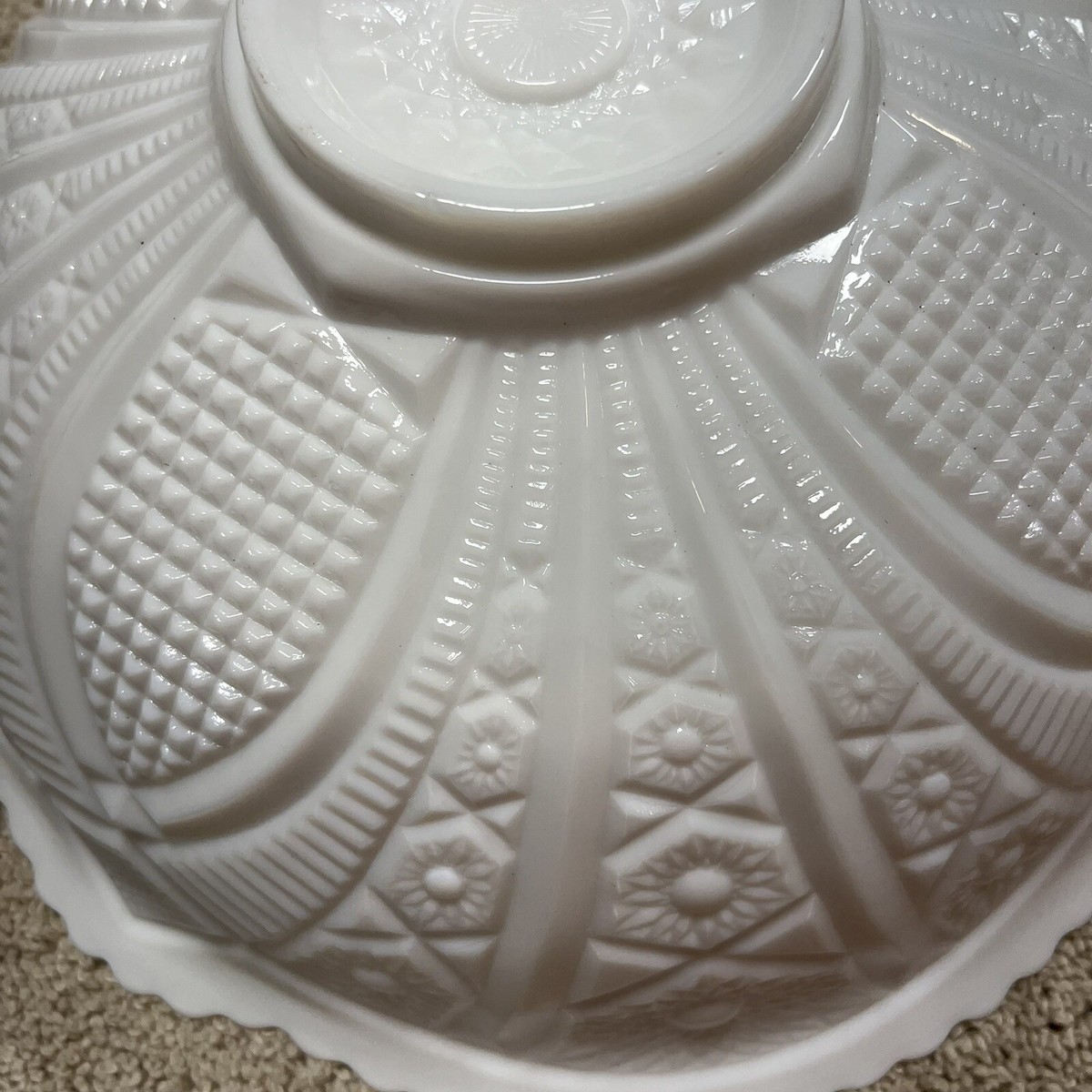 Vintage McKee Milk Glass Pedestal Concord Punch Bowl And Cup Set