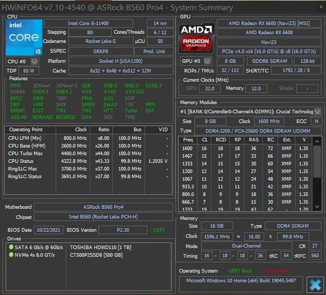 Desktop i5-11400 RX6600 16GB RAM B650 PRO4 FRACTAL DESIGN FOCUS G (LEGGERE DESC) - Immagine 2 di 2