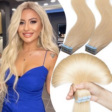 Thick 80PCS 200G Remy Tape In Real Human Hair Extensions Blonde Long Full Head