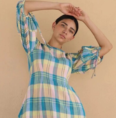 PAPER LONDON Ethical Pastel CHECK MIDI Dress 8 UK | eBay