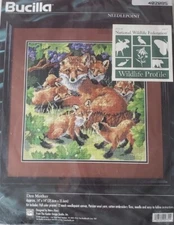Artistic Counted Cross Stitch Kit  Den Mother Kit Mother Fox with Babies 1997