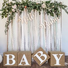 Burlap Print Baby Shower Boxes for Gender Reveal Party Gender Neutral Baby Sh...