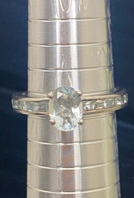 2CT Oval Cut Silvershake Lt Aquamarine Size 9 Engagement Ring 925 Sterling