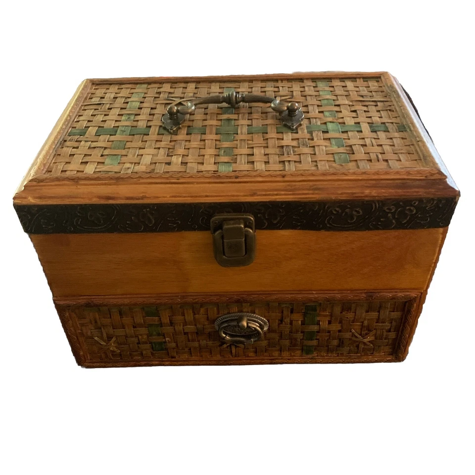 12,5 X 8,5 маленький сундук с ящиком красная подкладка совершенно новый от закрытия бизнеса - Изображение 2 из 4