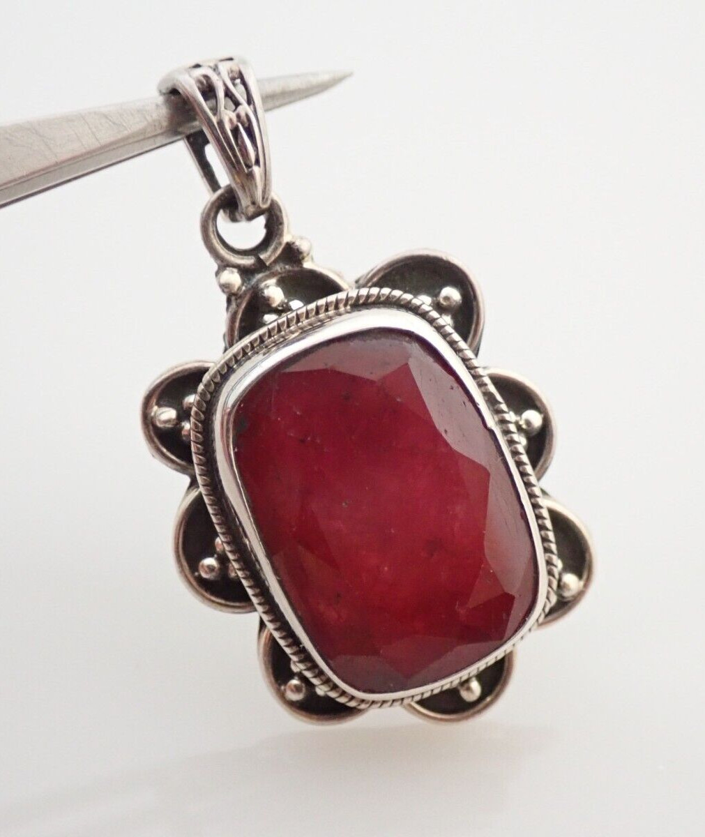 Ruby Corundrum Gemstone Sterling Silver Necklace … - image 4