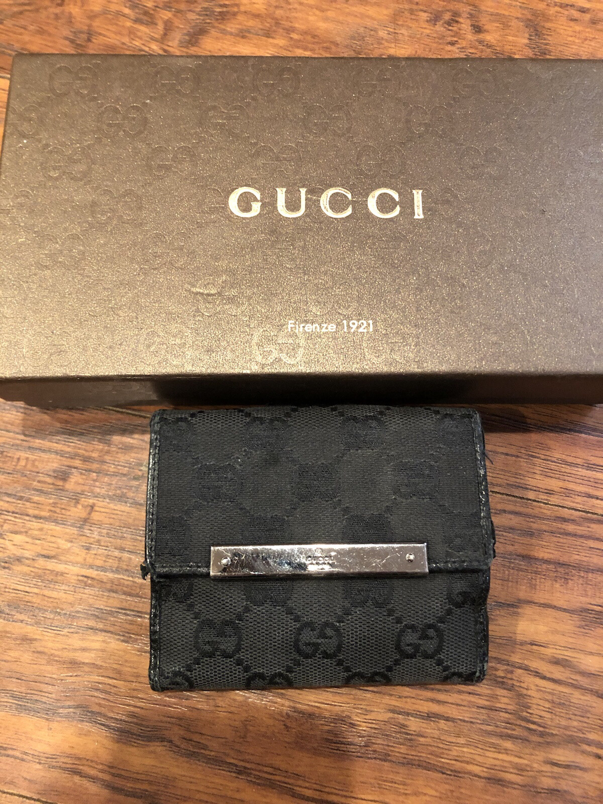 Authentic GUCCI Monogram Black Silver Canvas Leat… - image 1