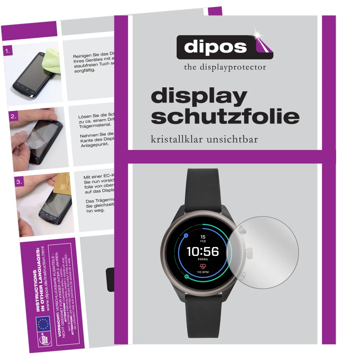 6x Screen Protector for Fossil Sport Smartwatch Protection Crystal