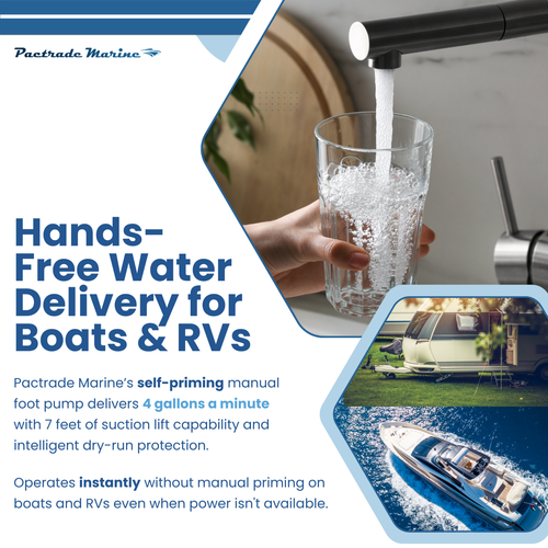 Pactrade Marine Boat/RV Water Pump - Left Foot Operated (4 Gallons/Min) - Foto 2 di 5
