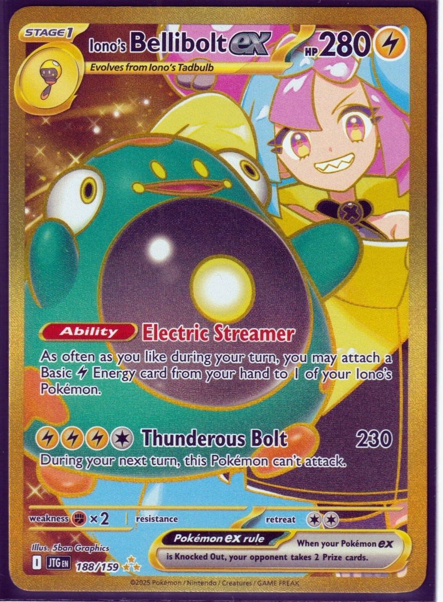 POKEMON Iono's BELLIBOLT ex 188/159 JOURNEY TOGETHER- GOLD SECRET
