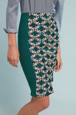 Anthropologie Dolan left coast Devlin Pencil Skirt Size XS Green Jacquard