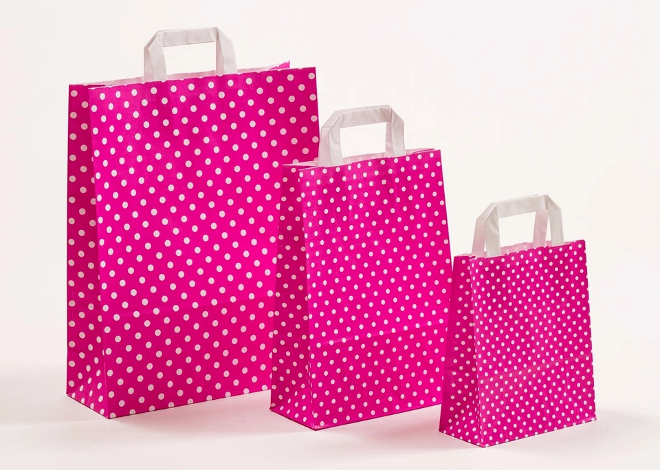Papiertragetaschen Punkte Polka-Dots PINK Papiertüten Tüten Tragetaschen