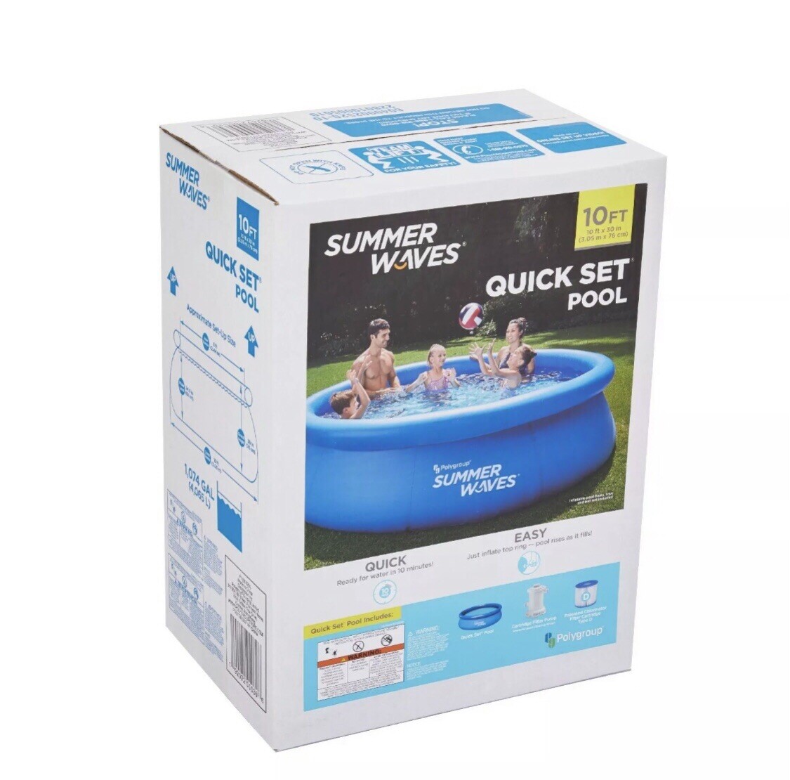 Summer Waves 10 ft 30 in Quick Set Inflatable Above Ground Pool w