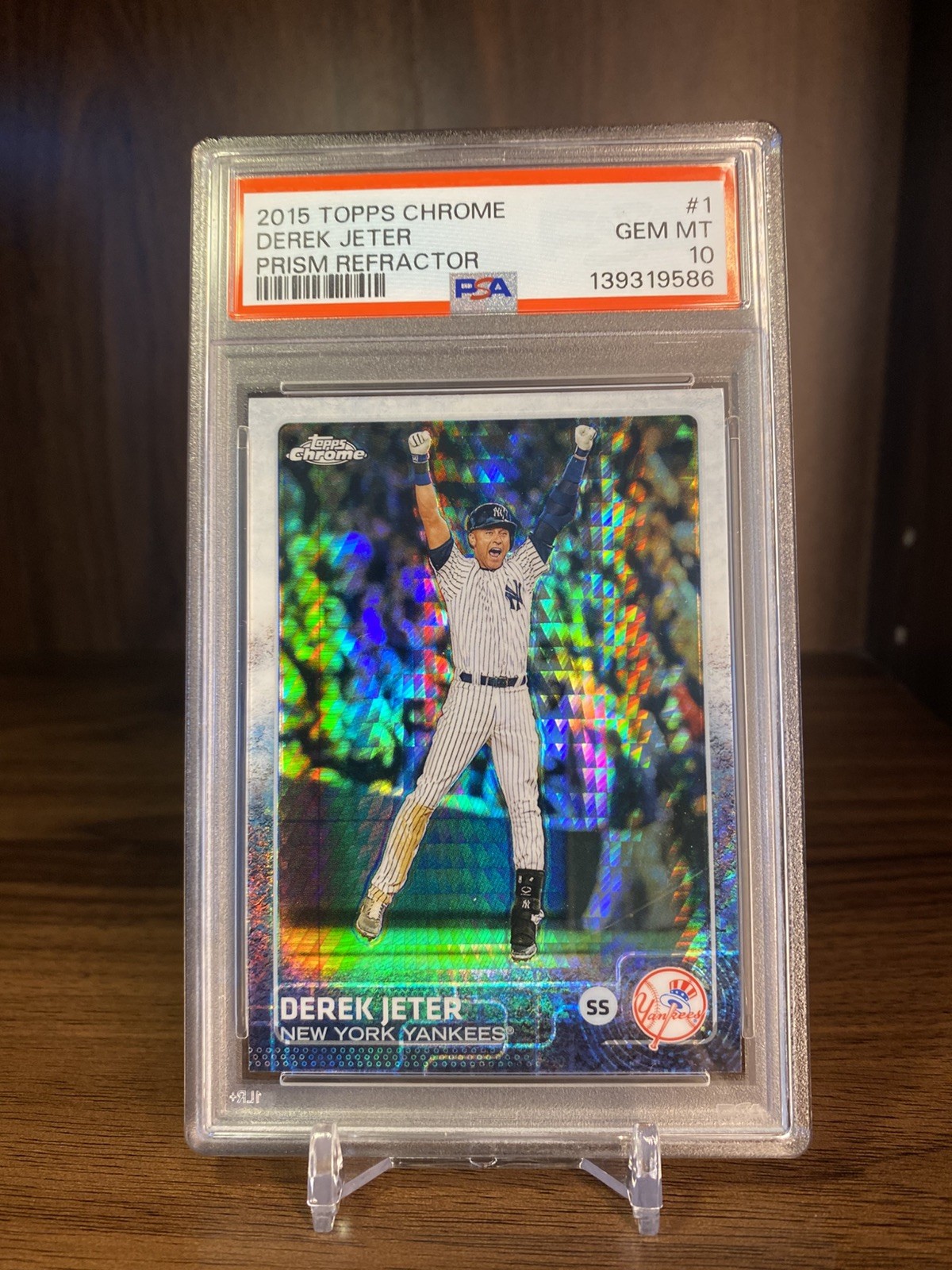 Derek Jeter 2015 Topps Chrome Prism Refractor # 1 PSA 10 GEM MINT