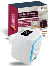 SCHWAIGER Steckdosenradio Radio Bluetooth Lautsprecher Wecker Nachtlicht Uhr