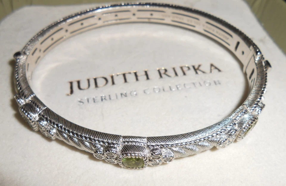Green Peridot Bangle Bracelet Sterling Silver 925 Judith Ripka - Image 2 of 4